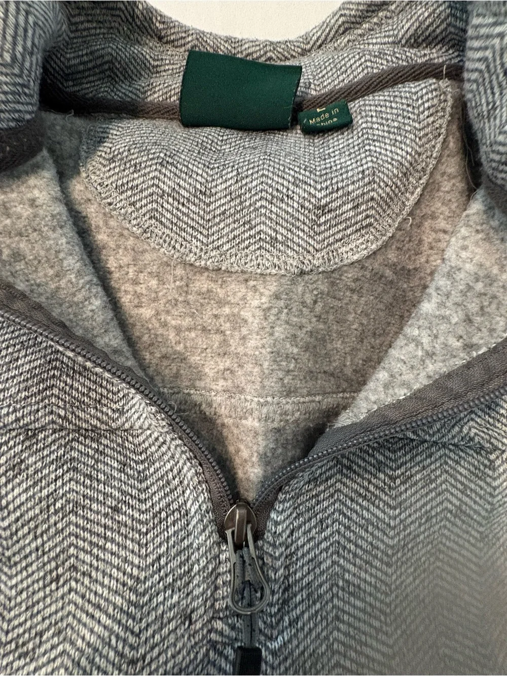 Men's Gray Herringbone Quarter-Zip Sweater